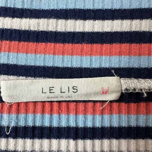 Le Lis Pink Navy White Striped Ribbed Stretch Pull on Pencil Skirt - Picture 3 of 3